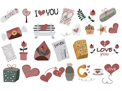 Valentines Day Isolated Web Elements