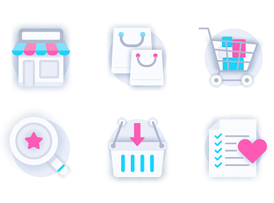 Shopping 3D Paper Icons 3d app business commerce concept conceptual icon icons logo mobile paper shadow shop shopping store ui ux vector web website