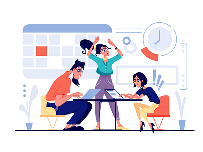 Deadline Cartoon Illustration cartoon character concept deadline design flat illustration landing management manager office page people planning scene teamwork vector web work workflow