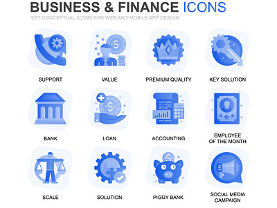Business Flat Web Icons analysis app banking blue business concept design finance flat gradient icon icons mobile modern pack pictogram set vector web website