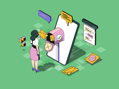 Messaging Service Isometric Illustration