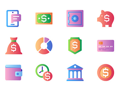 Banking Color Icons app banking color colorful design finance flat graphic icon icons logo mobile pack payment pictogram set site vector web website
