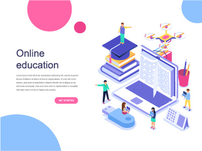 Modern flat design isometric concept of Online Education book character concept creative dashboard design education flat isometric isometry landing laptop learning page people school study studying web website