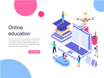 Modern flat design isometric concept of Online Education