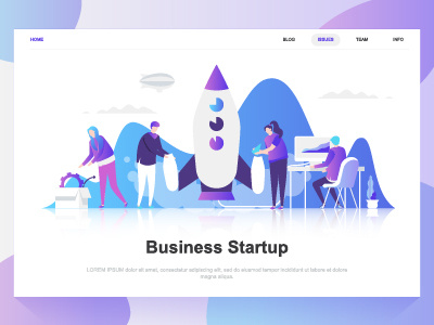 Business startup flat concept. Landing page template. business character concept creative dashboard design flat gradient illustration insurance landing launch page partnership people startup success teamwork website wireframe