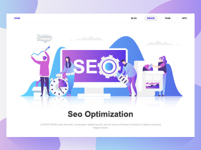 Seo analysis flat concept. Landing page template.