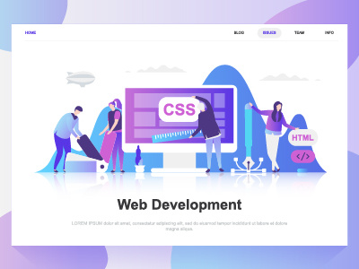 Web development flat concept. Landing page template.