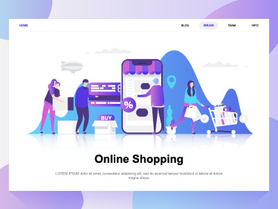 Online shopping flat concept. Landing page template.