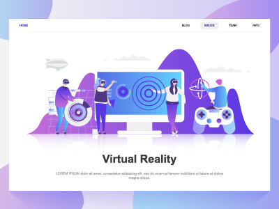 Virtual reality flat concept. Landing page template. augmented business character concept dashboard design flat glasses gradient illustration landing page people reality template virtual vr web website wireframe