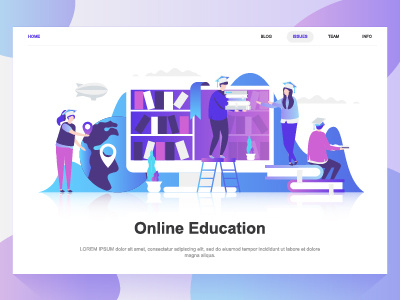 Online education flat concept. Landing page template. business character concept dashboard education flat gradient illustration landing learning page people school study studying teaching template web website wireframe