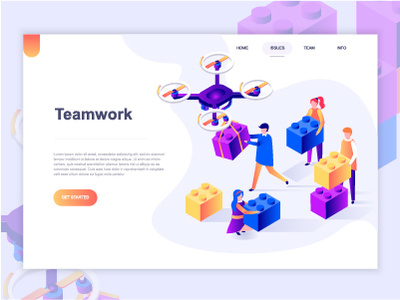 Landing page template of business, workflow management business character concept dashboard flat gradient illustration isometric landing management manager page people team teamwork template web website wireframe workflow