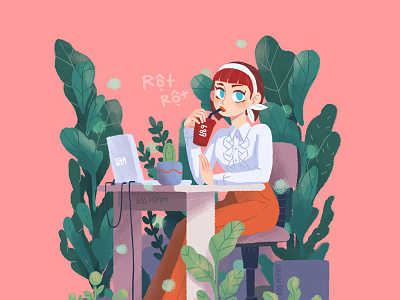 Offix Girl character design fashion garden girl illustration office