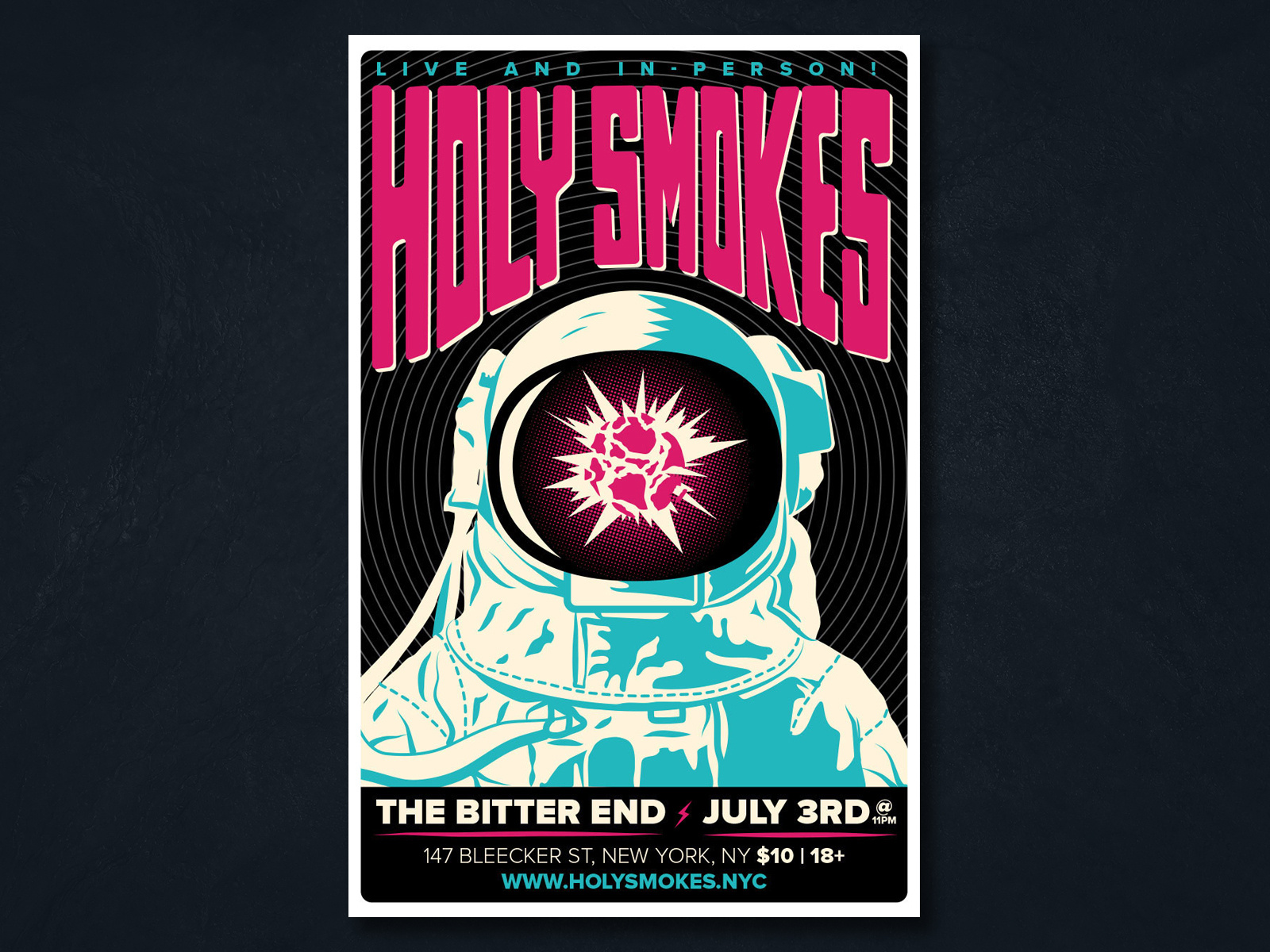 Holy Smokes Gig Poster at The Bitter End by Erik Chinn Preston on Dribbble