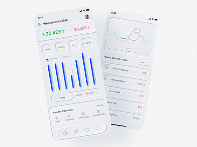 Money Expense App Dashboard UI | Neumorphism app app dashboard app design appui dashboard ios app mobile app neumorphism ui ui design ux design