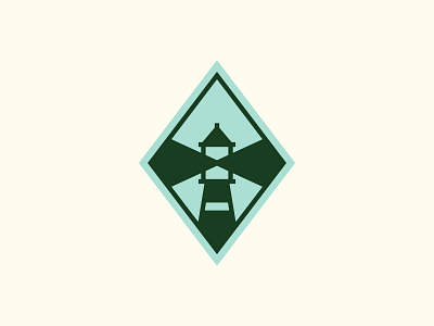 Searching far and wide diamond green identity lighthouse logo mark search