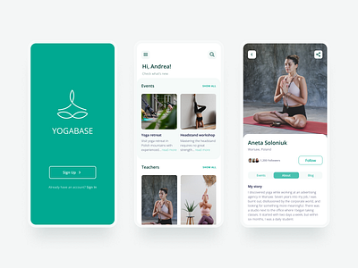 Yoga events | App application design interface ios minimal mobile profile ui ux yoga