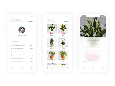 My plants app branding design flat interface minimal ui ux web
