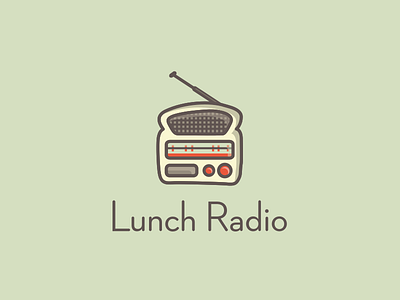LunchRadio Logo brown green logo lunch mark radio red type