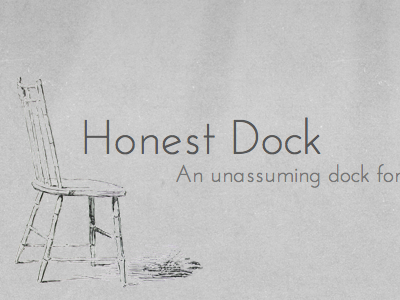 Honest Dock header etching fonts illustration josefin layout light typography website