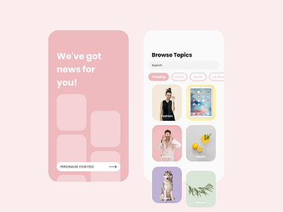 Daily UI: Day 69 - Trending app branding clean colour contrast design flat minimal modern news pastel site ui ui design ux web