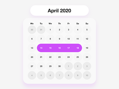 Daily UI: Day 80 - Date Picker adobe clean color colour date design minimal modern picker purple rounded typography ui ui design uidesign ux xd