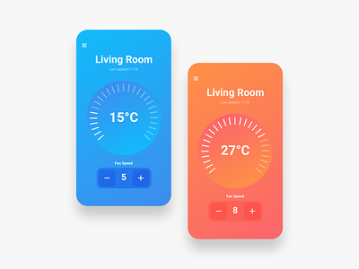 Temperature Control app clean design minimal modern smart home technology ui ui design ux uxdesign vector