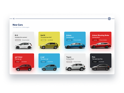 VW New Cars branding clean colour design flat minimal modern ui ui design ux
