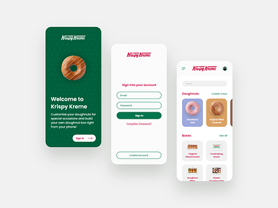 Krispy Kreme adobe app app design branding clean colour design flat food food and drink food app krispy kreme minimal modern ui ui design user interface ux xd