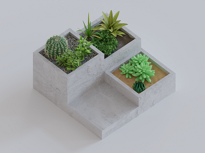 Plants 3d clean minimal modern plants render