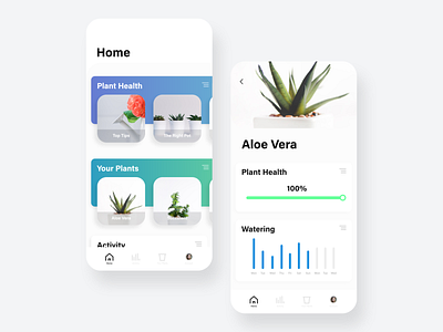 Plant App UI Concept app clean colour design flat gradient icon minimal mobile modern plants ui ux web