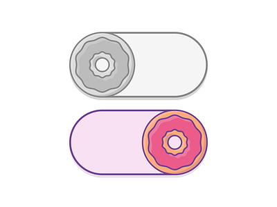 Doughnut Switch branding clean color colour colours cute design flat food illustration minimal modern pastel pop purple ui design vector