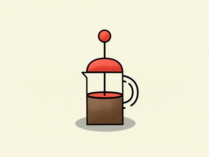 French Press 2d animation aftereffects animation coffee cycle french press gif animation icon illustration logo