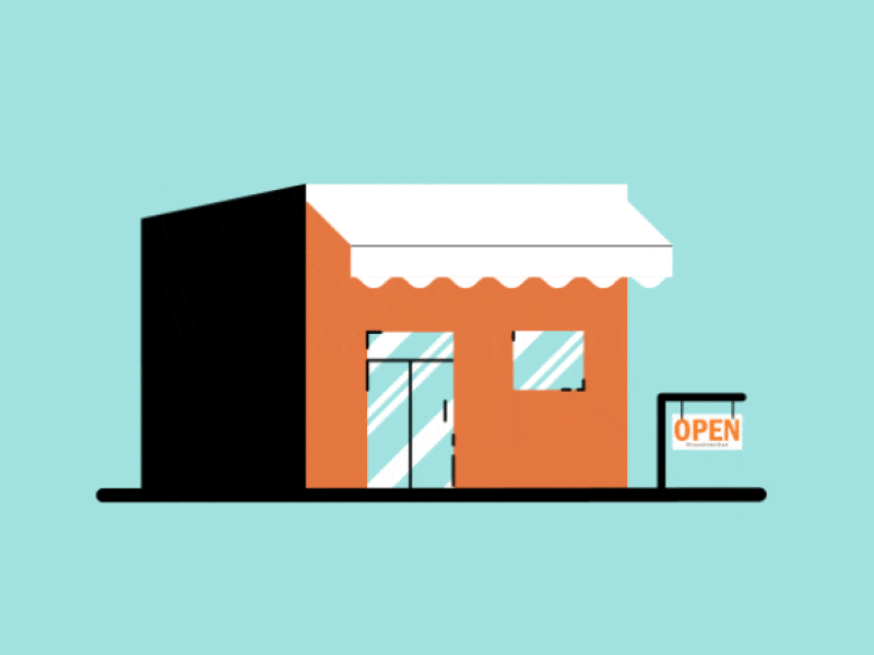 Animated Storefront 2d animation aftereffects animation animation 2d design explainer gif animation grand opening illustration logo storefront vector