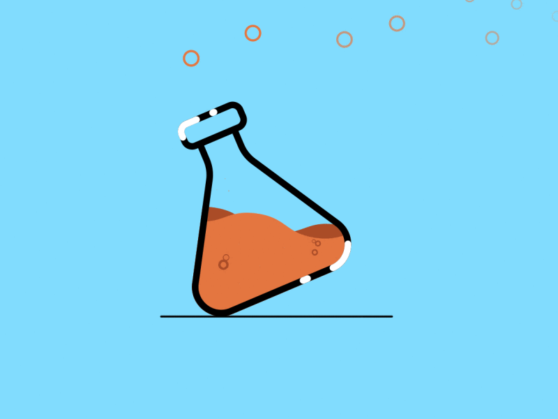 2D flask slide 2d animation aftereffects animation beaker bubbles chemical design flask gif animation icon illustration liquid liquid motion logo science