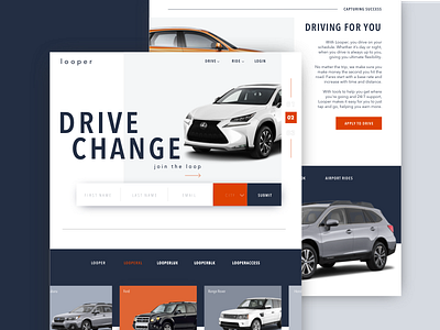 Looper Ride Sharing App Landing Page brandidentity branding colorpalette design graphicdesign ui ux uxdesign uxui web