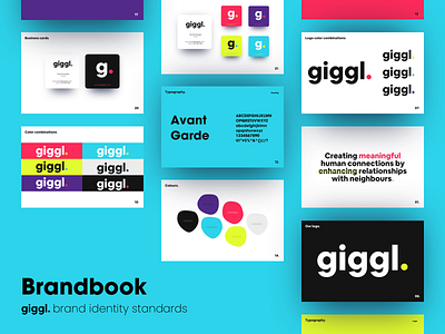 Giggl Brandbook brandidentity branding colorpalette colours design designagency graphicdesign ui uxdesign uxui