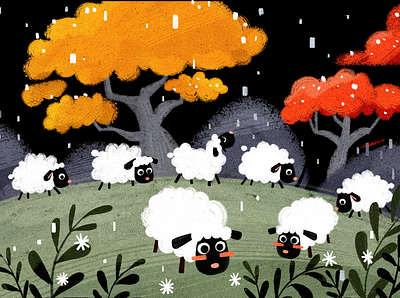 羊🐑 branding character design childrens illustration design illustration plants sheep