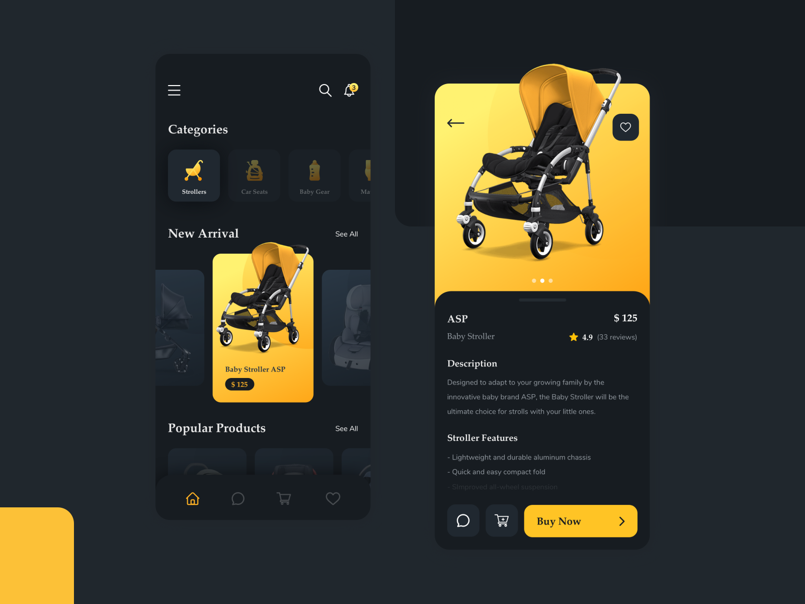Baby Store App Dark Mode Exploration by Adisti Lailan S for Alto on