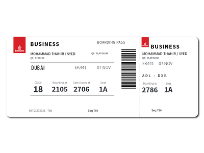 Daily UI - 24 100 day challenge 100 day ui challenge animation boarding boardingpass branding creative creative connect creativeagency creativecoding creativeconnect dailyui design dubai emirates pass ticket ui ux web