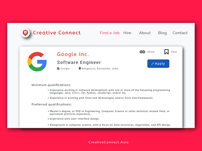 Daily UI - 50 app apply branding creative creative connect creativeagency dailyui design google google job graphic graphic design illustration job jobs logo ui ux web website