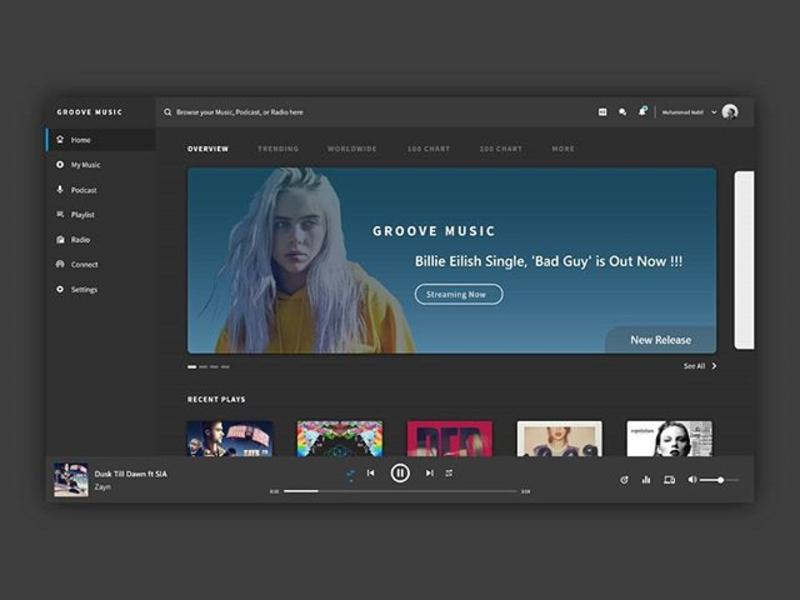 Groove Music Redesign by elinestudio on Dribbble