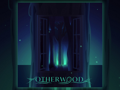 Otherwood gradient illustration magic mysterious woods mysterious woods mystery spooky trees vector illustration woods