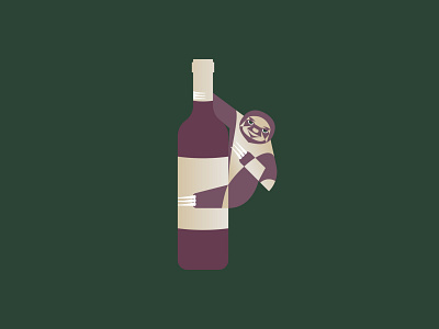 Wine Sloth - 43/365 animal bottle claw claws climb design geometric design hang hug illustration illustration design illustrations sloths wine