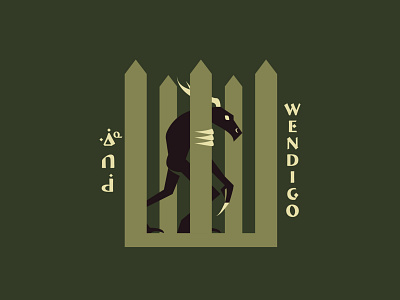 Wendigo - 56/365 antler beast claws creature creepy design folklore forest geometric illustration illustrations minimalist myth native american objiwe scary spooky vector woods