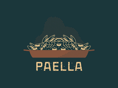 Paella - 83/365 blue chorizo cultural culture dinner dish food illustrations logo meal mussels paella red rice shrimp spanish vector illustration yellow