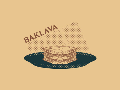 Baklava - 84/365 blue dessert food graphic greek halftone illustration illustrations layers plate red sweet turkish yellow