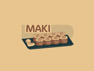 Maki - 87/365 fish food ginger graphic illustration illustrations japanese meal rice roll salmon vector wasabi