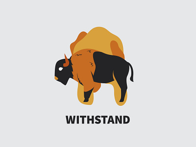 Withstand - 94/365 animal beast black buffalo exotic graphic hooves horns illustration illustrations orange silhouette vector withstand