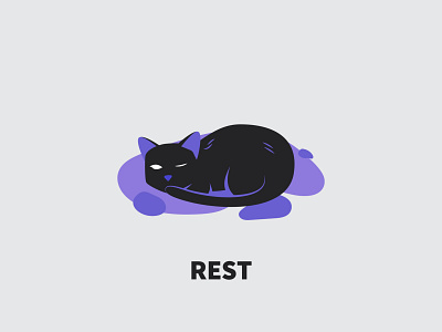 Rest - 96/365 black cats design designs ears illustration illustrations kitten pet purple relax rest sleep snooze tail vector