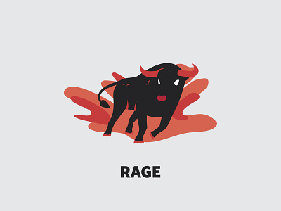 Rage - 99/365 animal beast black charge graphic hooves horns illustration illustrations rage red silhouette vector
